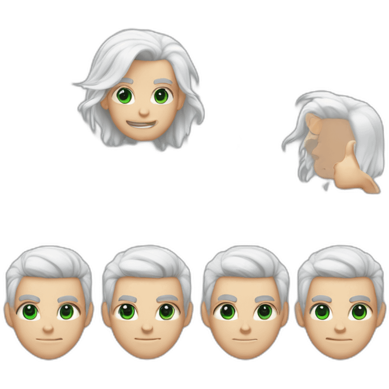 boy with green eyes and dyed white hair on top, black hair on the sides, long hair on top and short on the sides doing thumbs up emoji