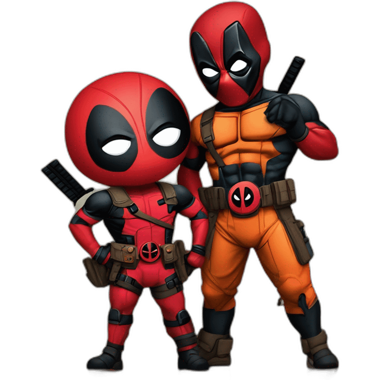 Deadpool y goku tomándose una foto  emoji