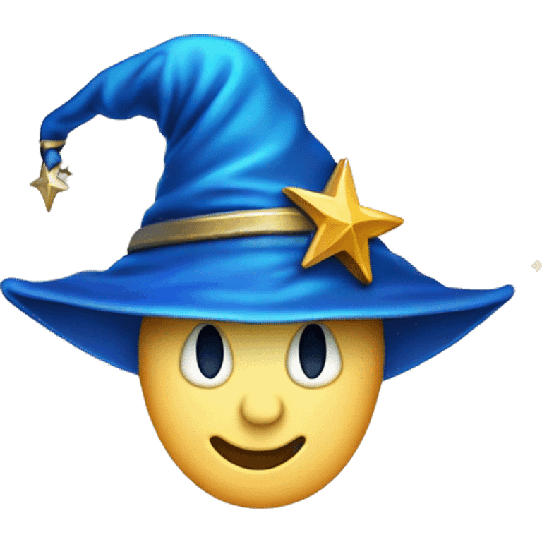 blue wizard hat with star and moon emoji