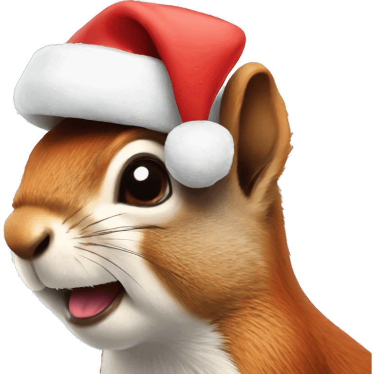 Squirrel with Christmas hat emoji