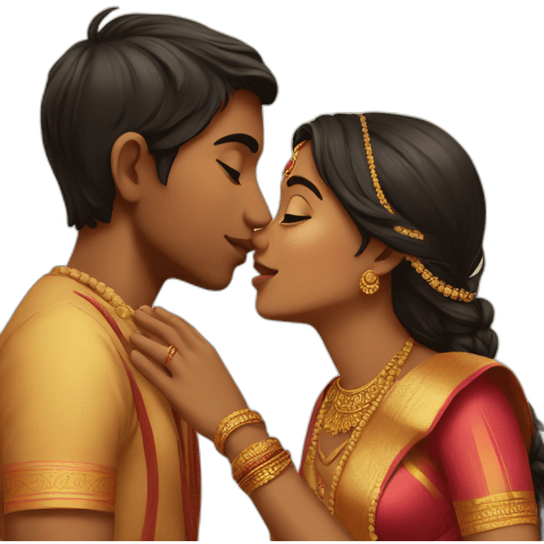 Indian Boy kisses indian girl emoji