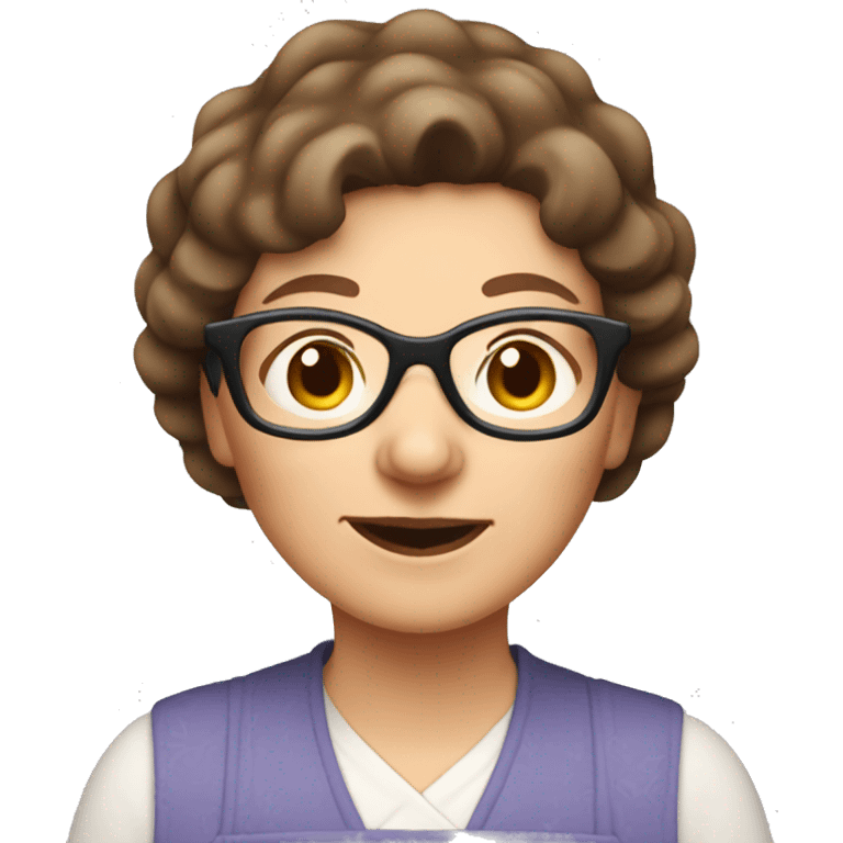 Grandma with brown hair and glasses baking cookies emoji