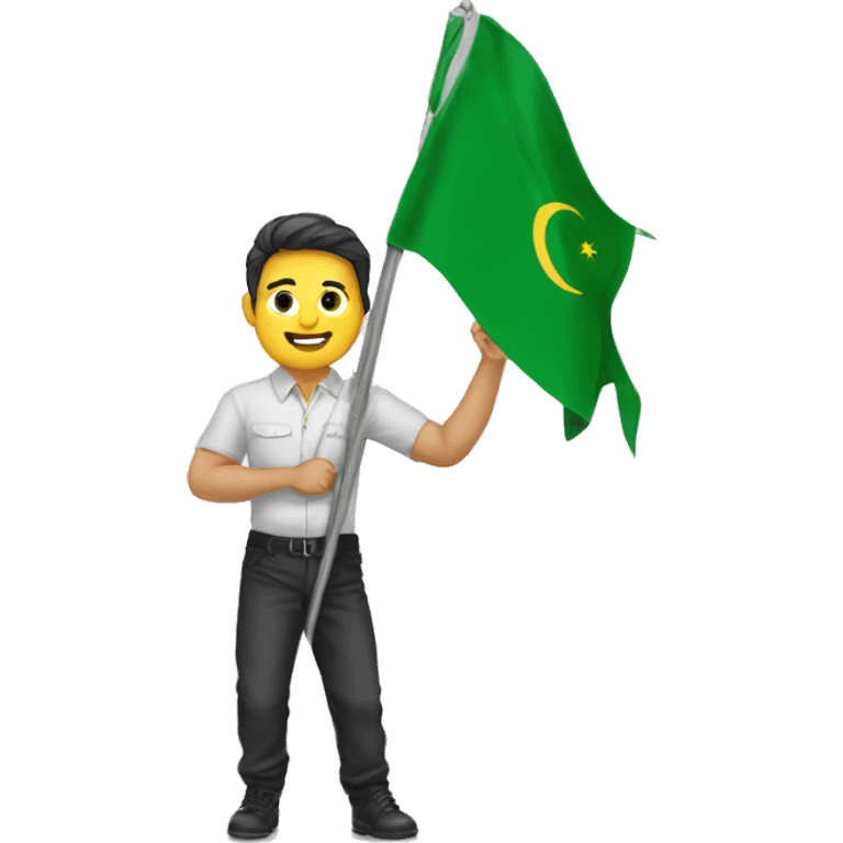 a man wearing huddi lifting algerie's flag emoji