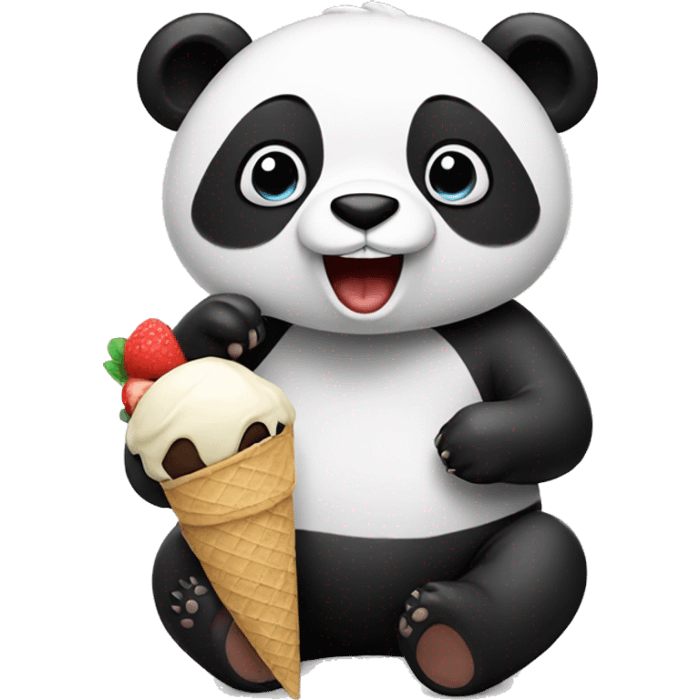 Panda eating ice cream emoji