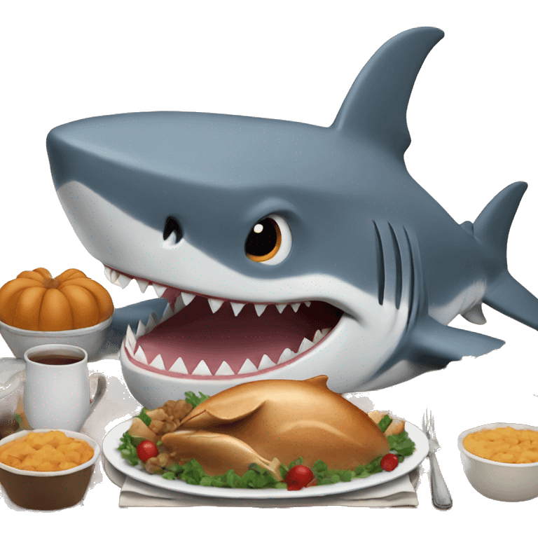 Shark eating Thanksgiving dinner emoji