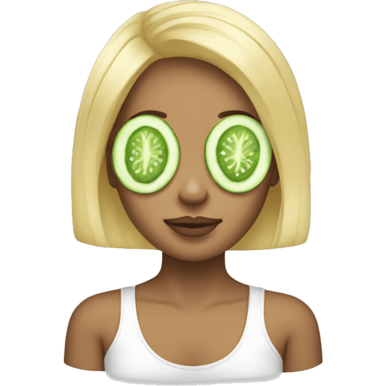 Blonde girl with cucumbers on eyes emoji