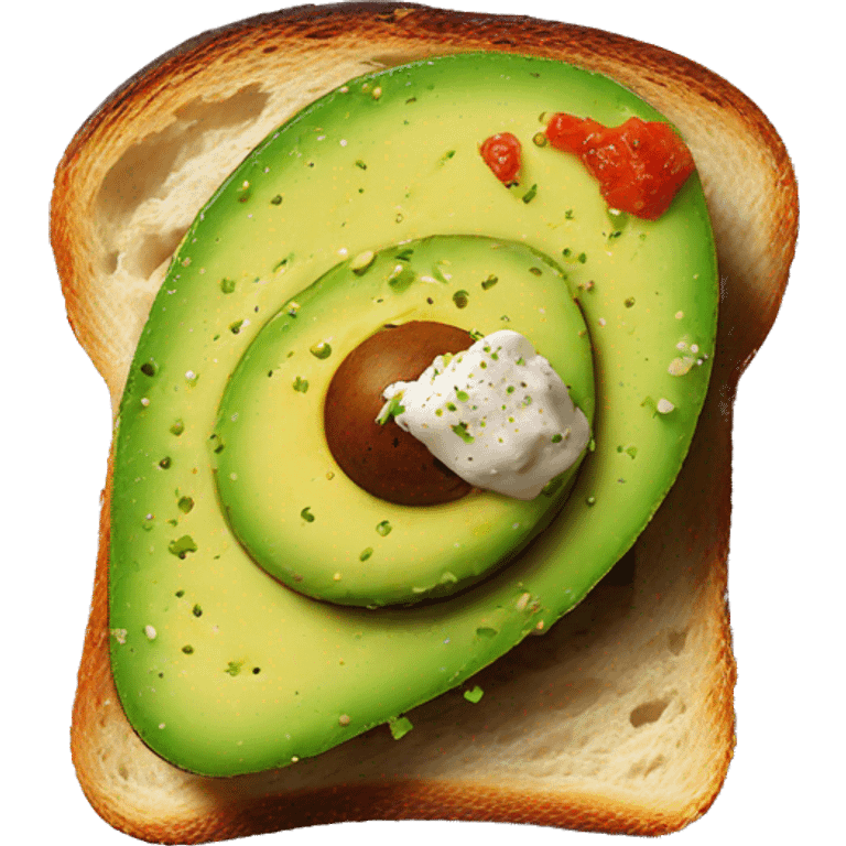 Mashed avocado on toast with seasoning emoji