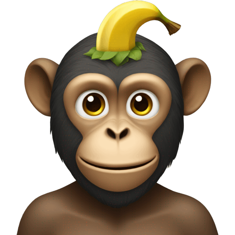 A monkey with a banana hat emoji