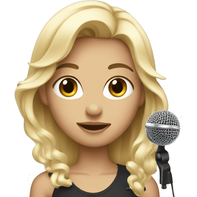 blonde girl with microphone emoji