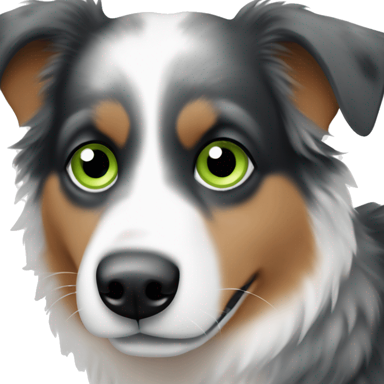 Mini Australian Shepherd, one blue eye, one green eye emoji