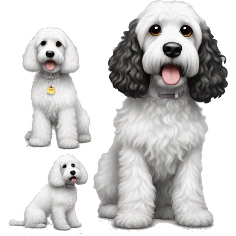 black and white doodle tall cockapoo  emoji