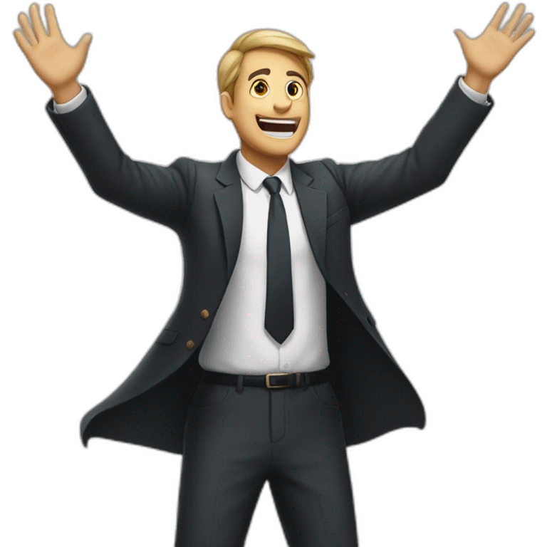 man in suit arms in the air summoning something emoji