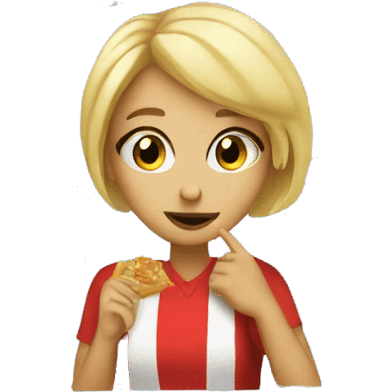 Blonde girl eating fast food emoji