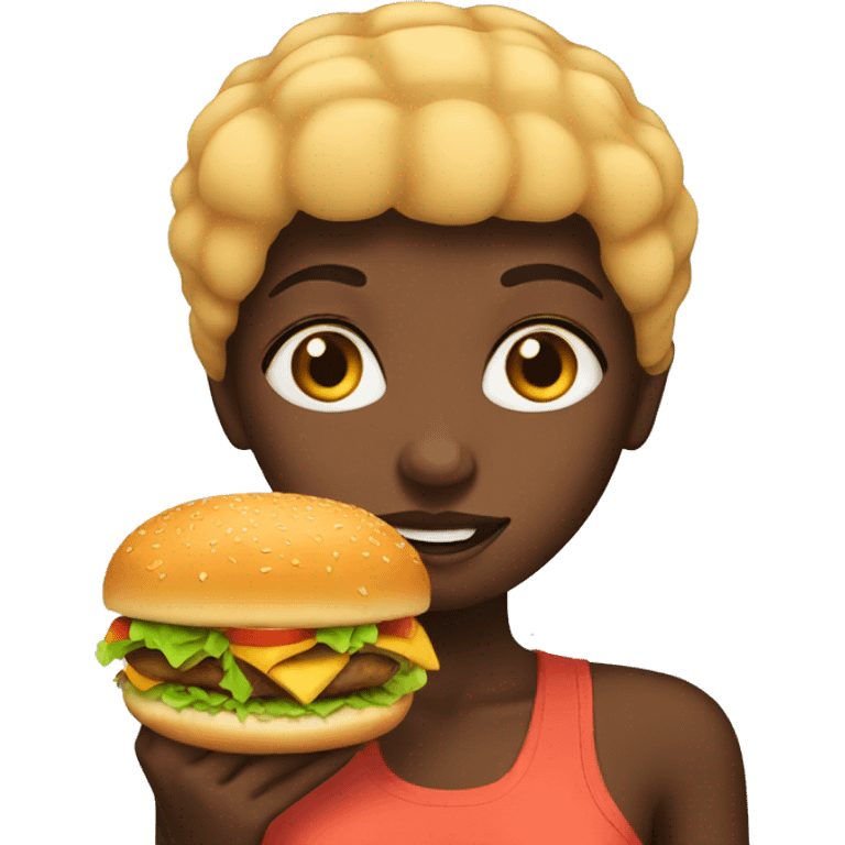 A black girl with burger  emoji