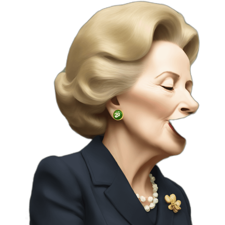 Margaret thatcher kissing money emoji