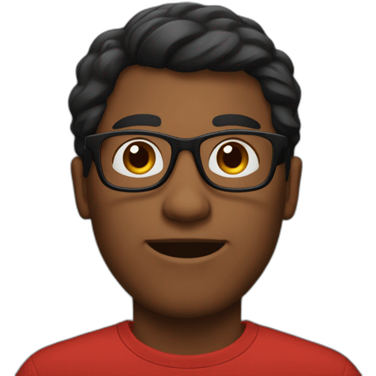 A brown-skinned guy with black eyes, wearing glasses, and his hair is black  red emoji