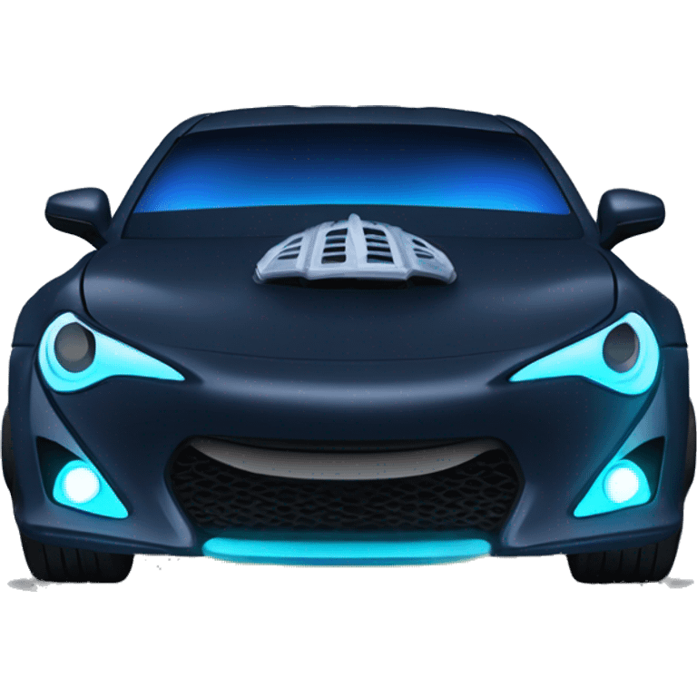 Fr-s Haunted Darth Vader’s dark pearl-blue race car, glowing light saber bumpers rear wing  emoji