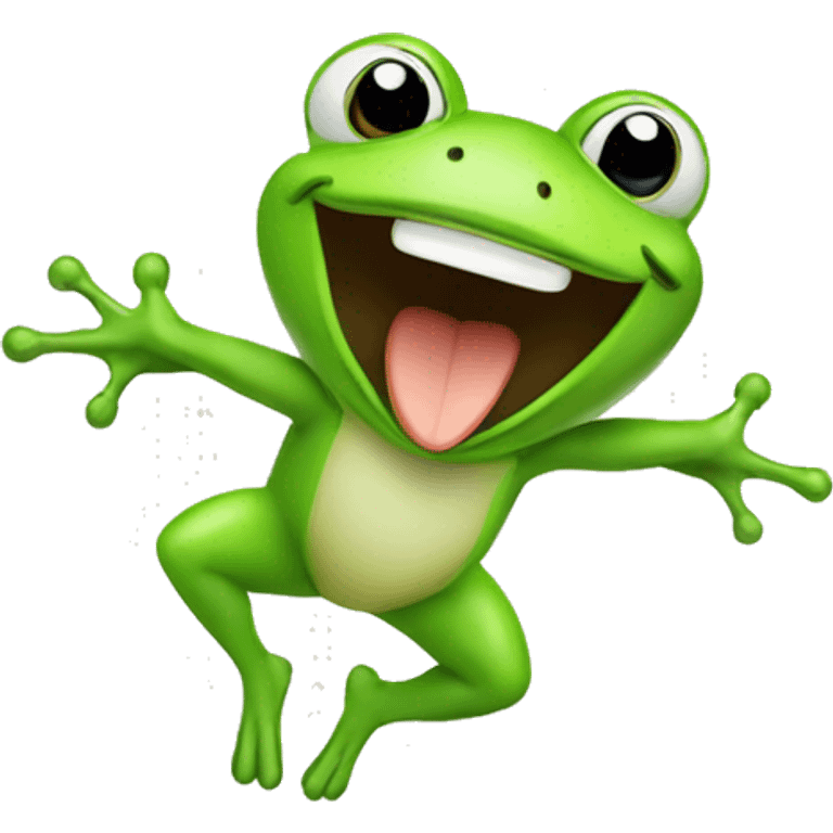 Happy cute frog jumping  emoji