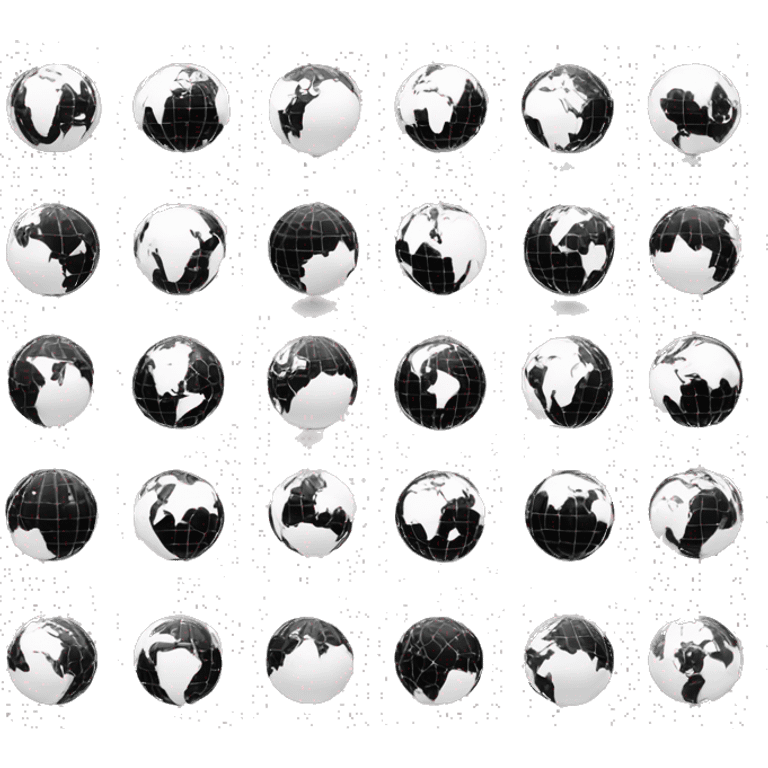 black and white globe matrix emoji