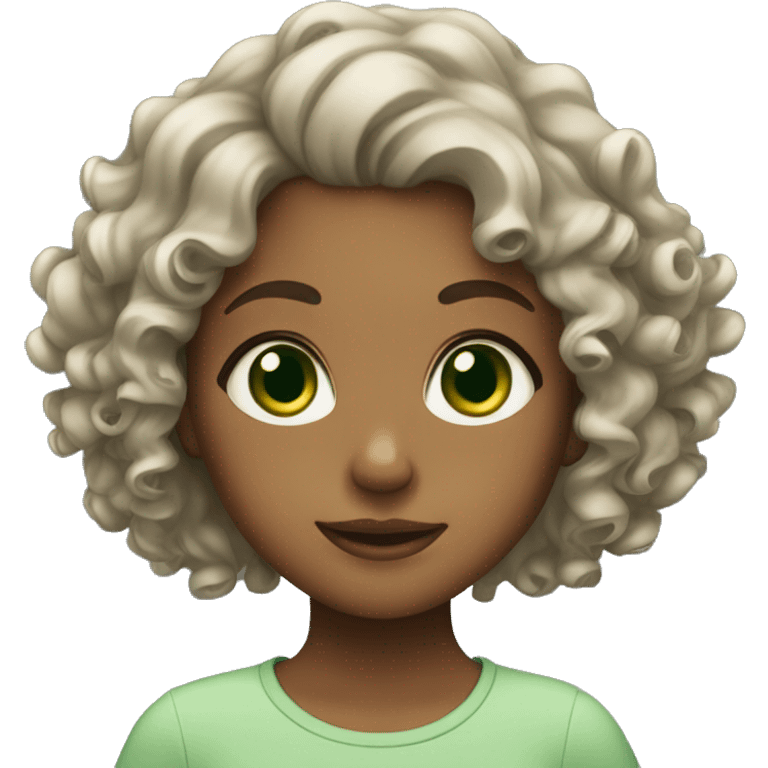 Girl with green eyes and curly hair emoji