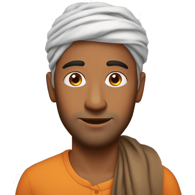 indian man no beard orange head scarf emoji