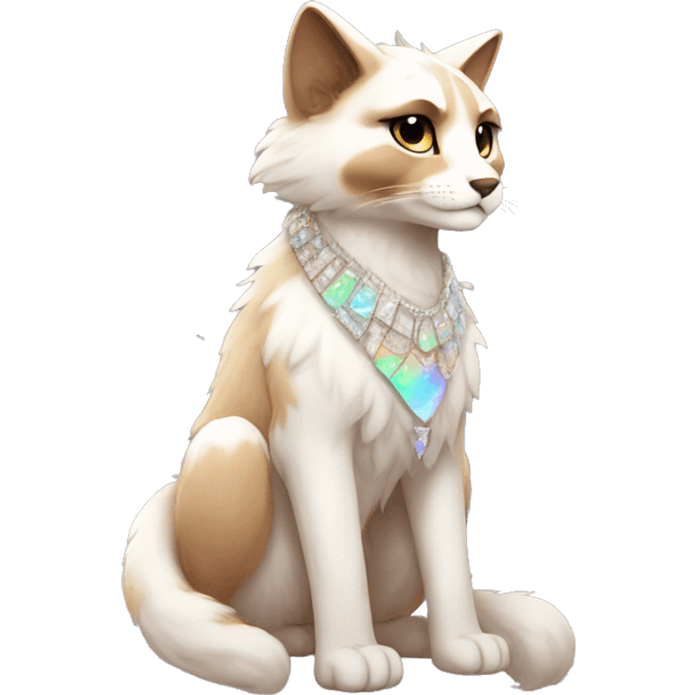 Furry, sparkle, iridescent, colorful, pastel, edgy, cool, fantasy beautiful, brown, beige, white, divine, godly, angelic, animal, anthro, full body, fursona, feline emoji