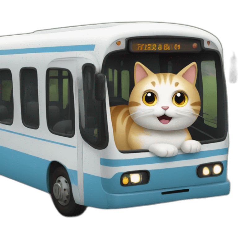 A cat driving a bus emoji