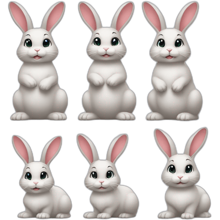 Group of 9 different bunnies emoji