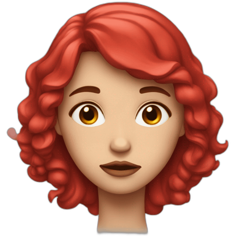 Femme triste avec charlotte rouge sur la tête. emoji