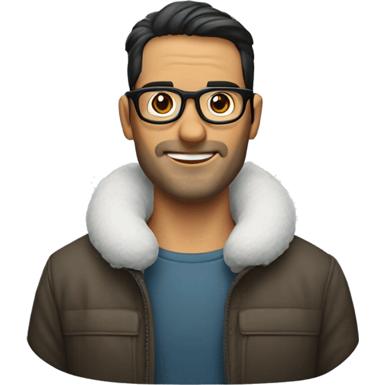 hombre rubio con rulos y con lentes de nieve emoji