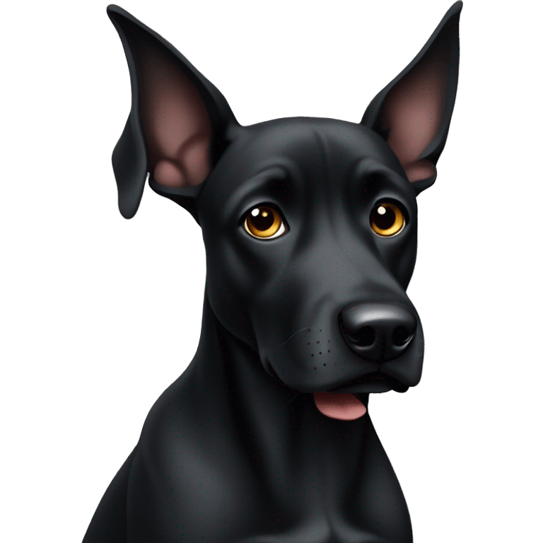 sad looking black dog with folded ears emoji