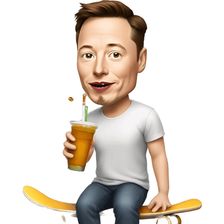 elon musk drinking boba on a skateboard  emoji