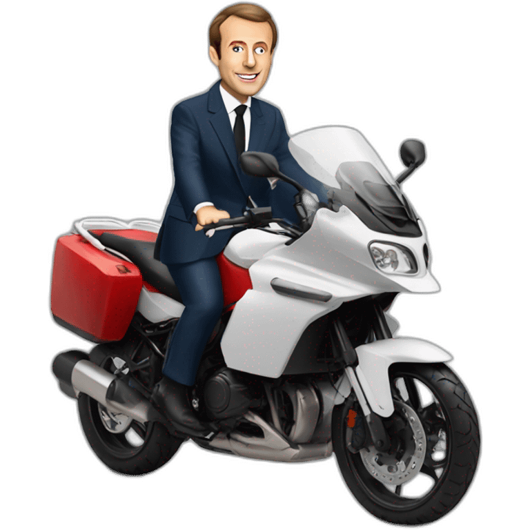 Emmanuel Macron driving an moto emoji