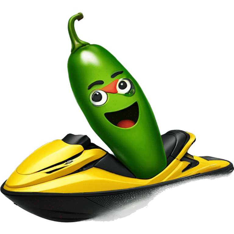 Jalapeno on a jet ski emoji