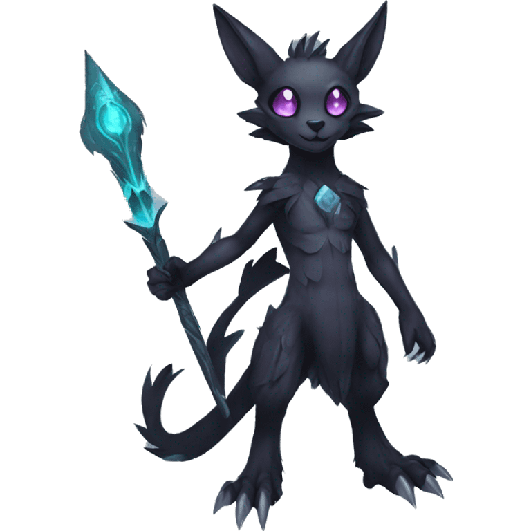 Cute cool fantasy dark-themed animal hybrid Fakemon full body emoji