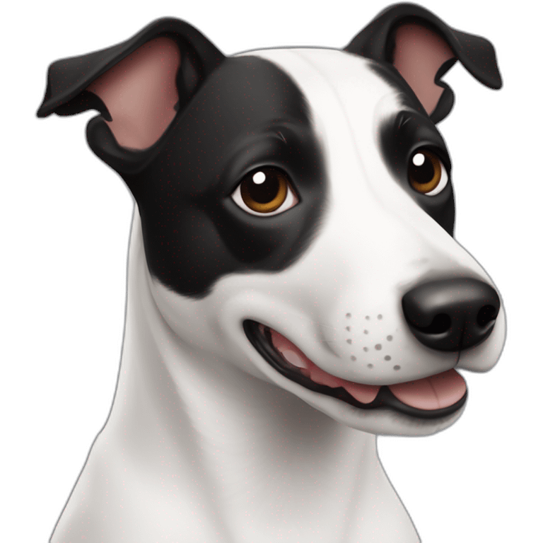 Black and white mix of a jack russel and a bullterrier emoji