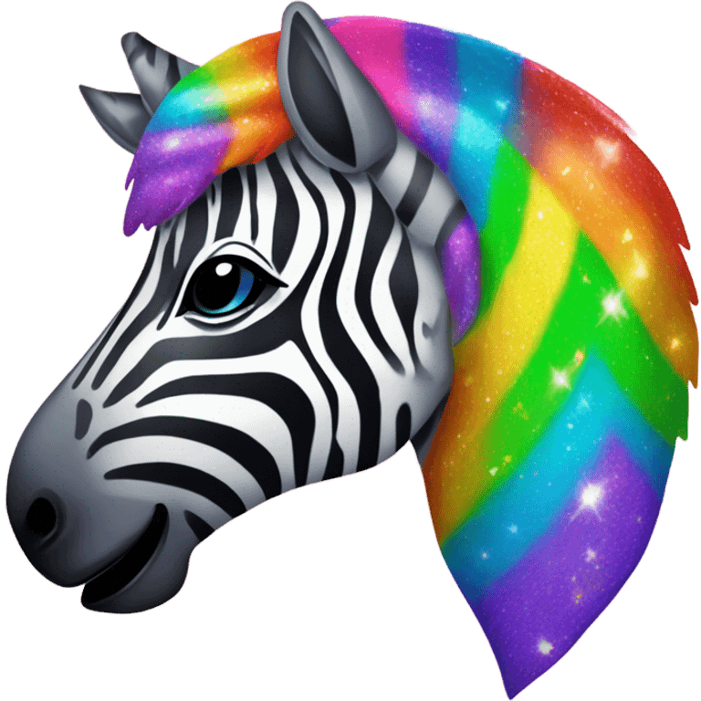 Lisa frank zebra with glitter rainbow stripes emoji