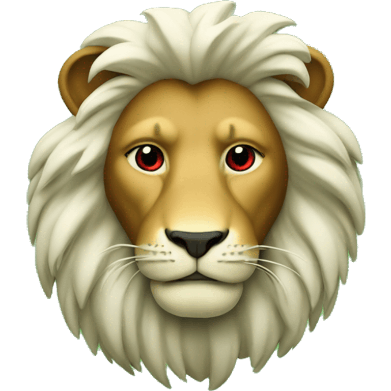 Lion on green, white, red background emoji