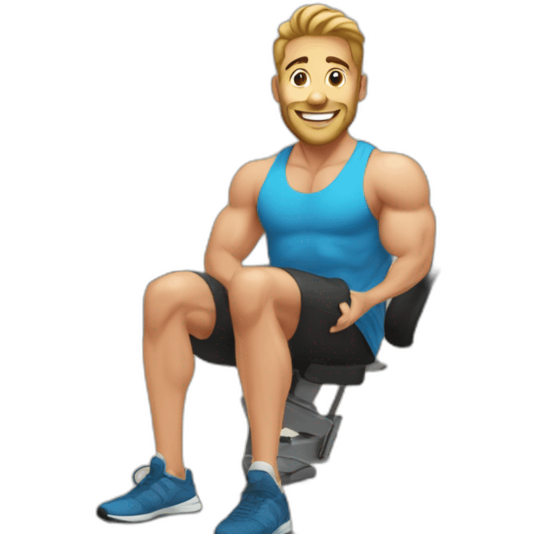 with smiling guy workout in gym emoji