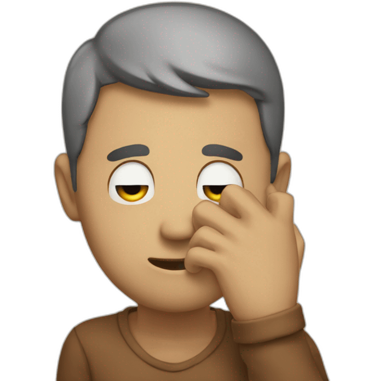 Emoji putting hand on his face because of deception emoji