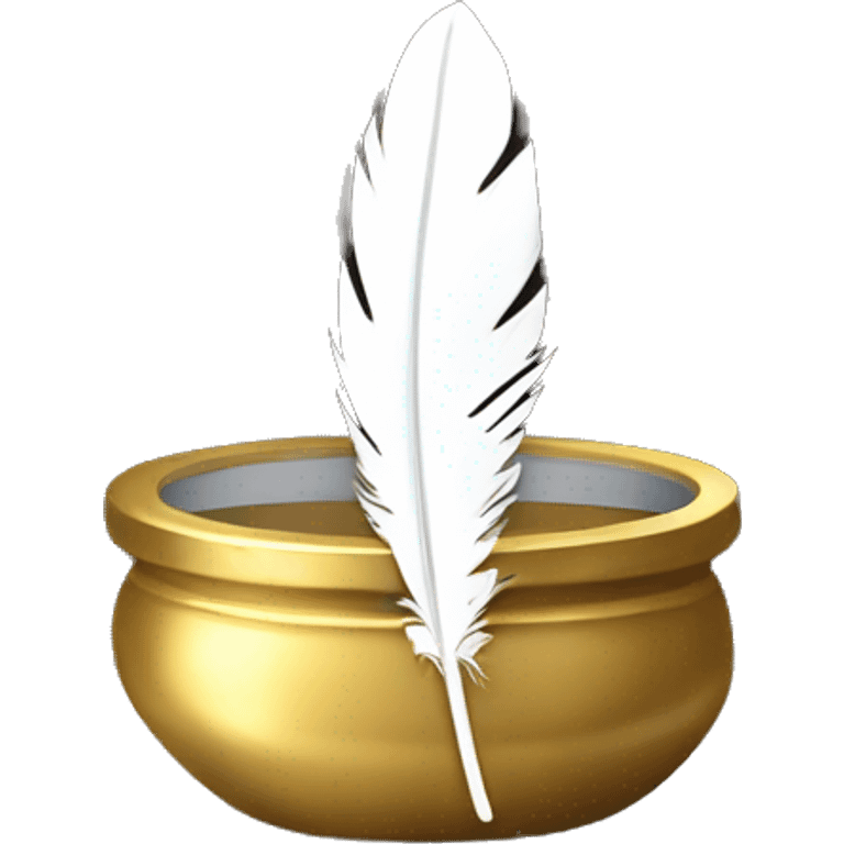 gold inkpot white feather emoji