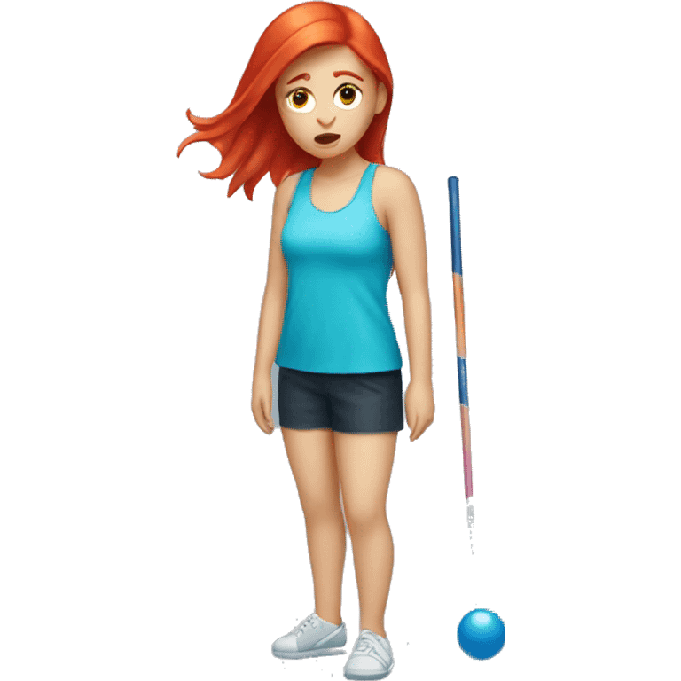 Red haired girl losing at pool  emoji