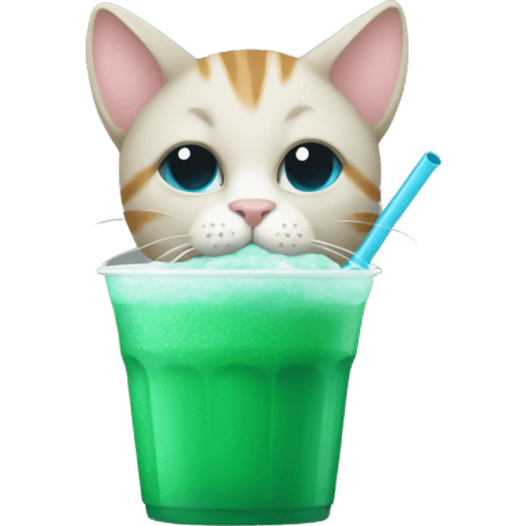 Cat drinking a Baja blast with a straw  emoji