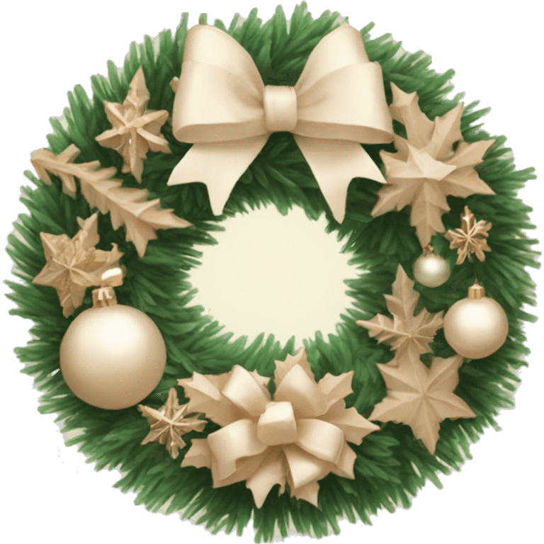 Pastel beige Christmas wreath emoji