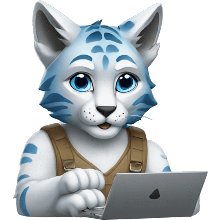 A blue lynx with a laptop emoji