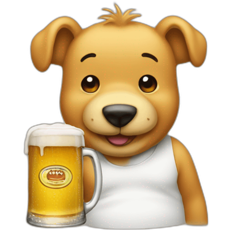 Winnie with beer emoji