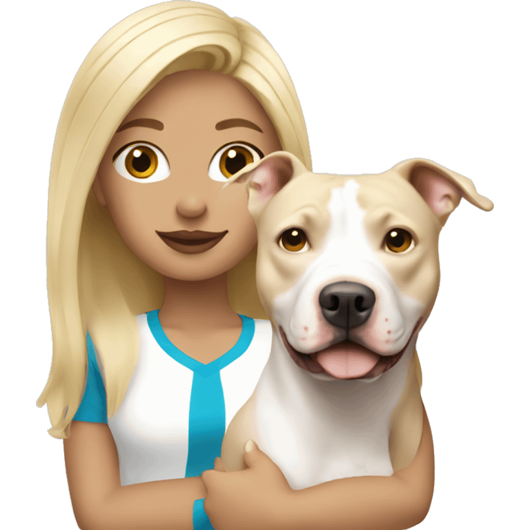 blonde girl with white pitbull emoji