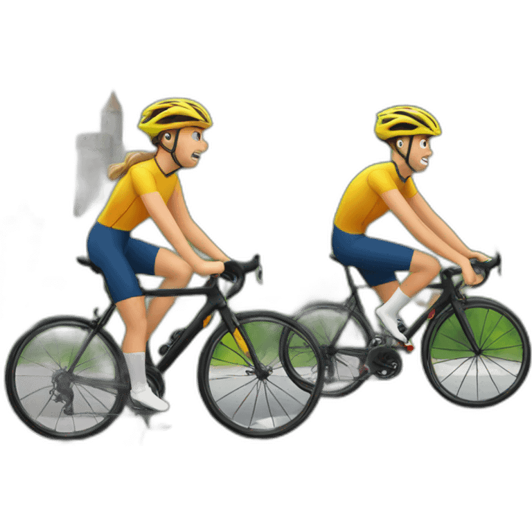 2 cyclists near a castle emoji