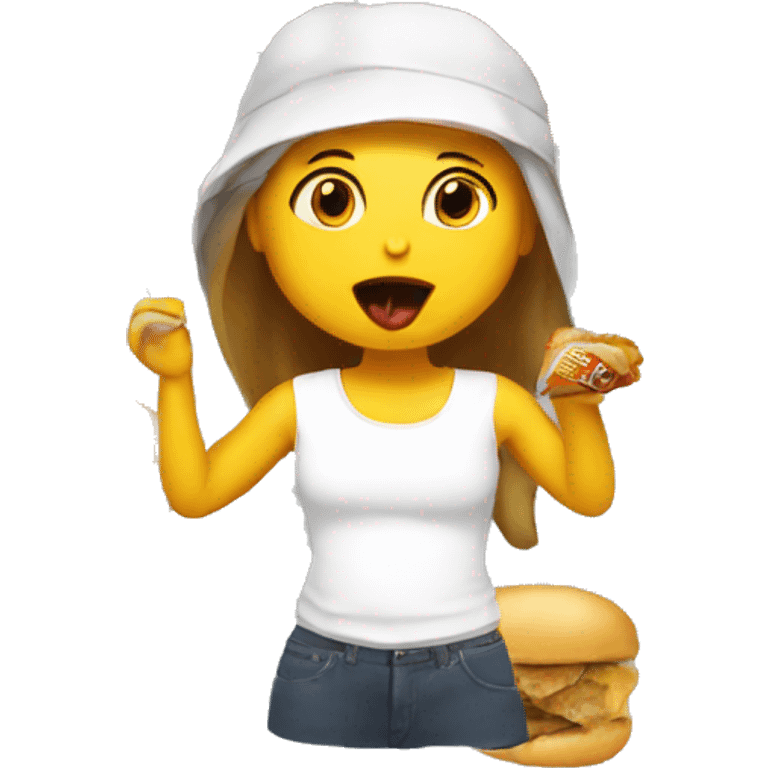 A chick eating mcdonalds emoji