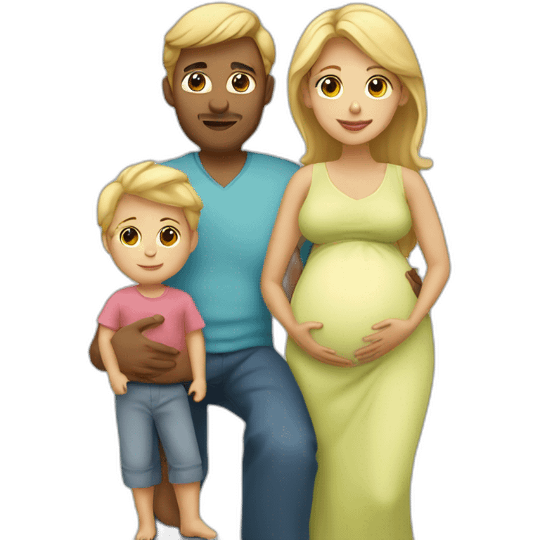 Family;blonde-haired-pregnant-mother, indian-man, blond-haired-baby-boy emoji